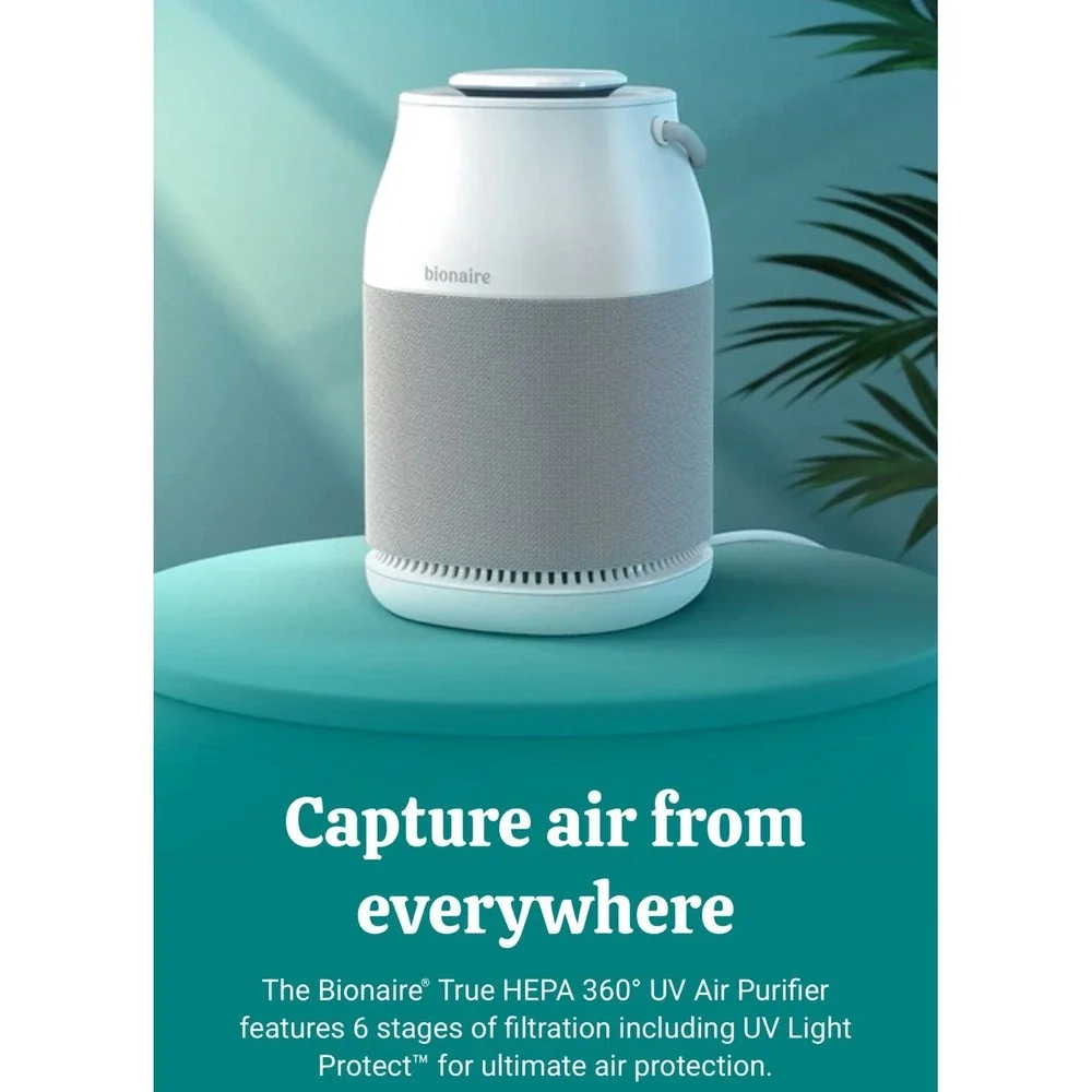 Bionaire Essence 360 Air Purifier TRUE HEPA Filter 6 Stage Filtration UV Light‎